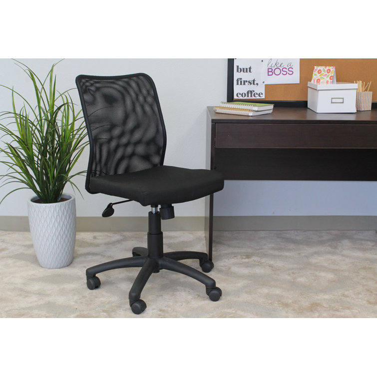 Modern Swivel Mesh Task Chair with Armless Design in Black