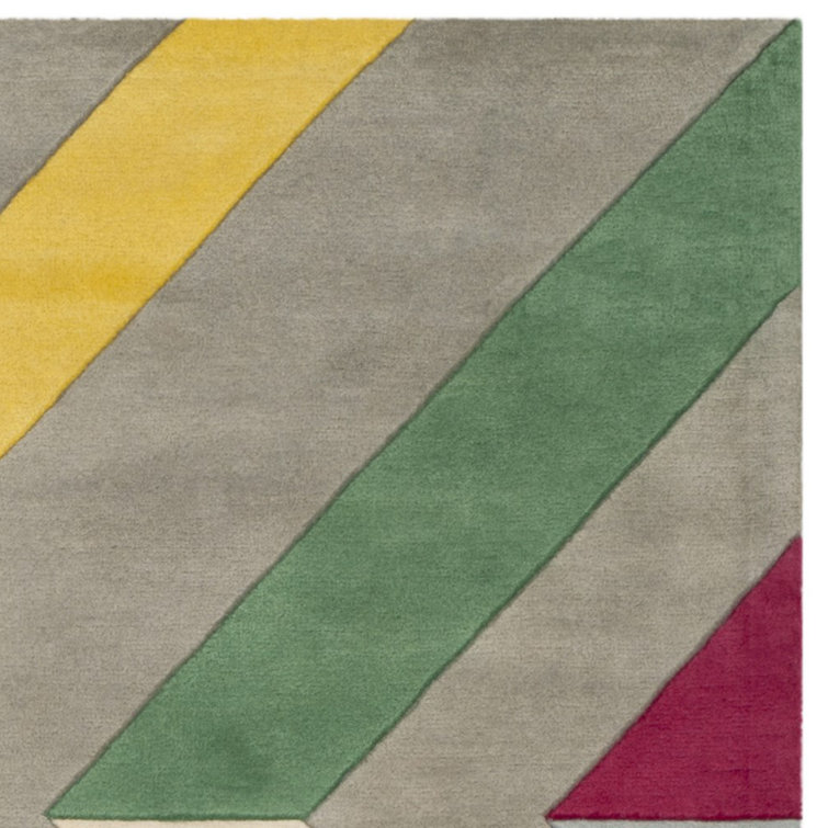 Art Deco Geometric Hand Tufted Wool Rug in Gray - 4' x 6'