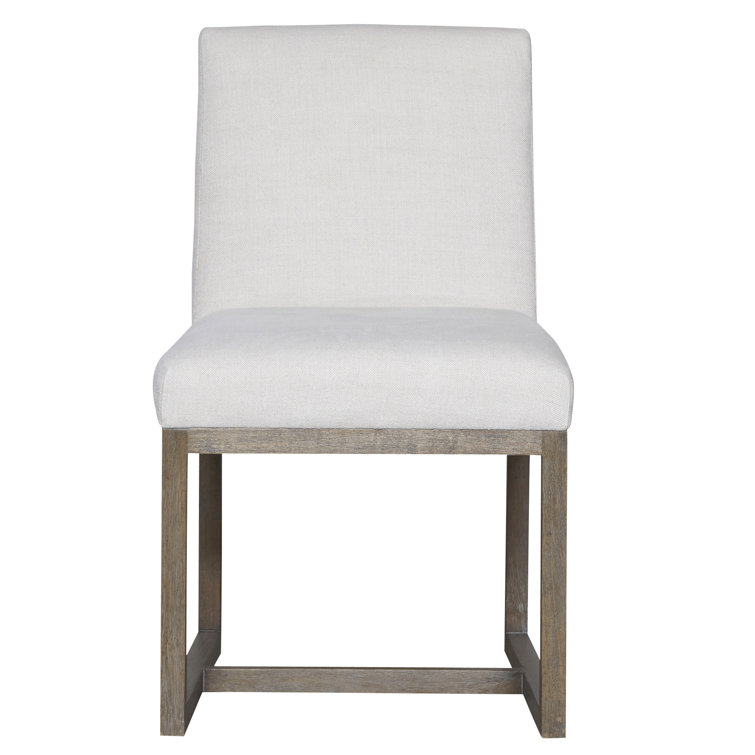 Charcoal Linen Upholstered Side Chair with Wood Frame