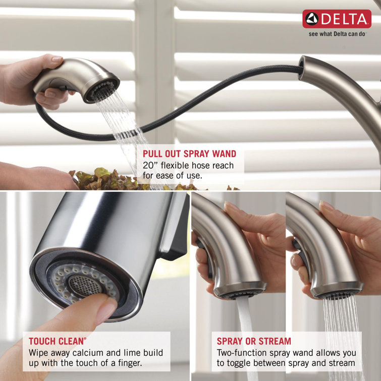 Linden Chrome Pull-Out Spray Single Handle Kitchen Faucet