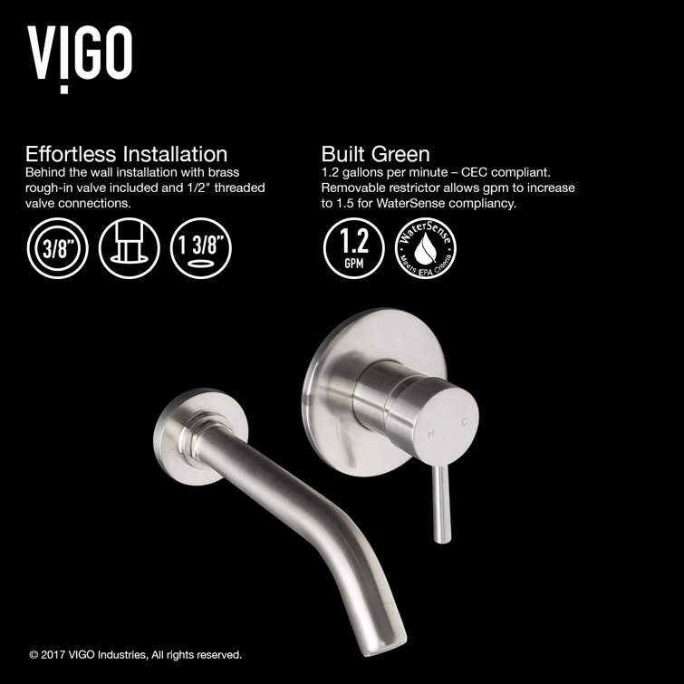 Modern Black and Nickel Wall Mounted Widespread Faucet