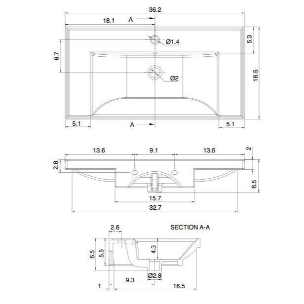 18.5'' White Ceramic Rectangular Wall-Mount Bathroom Sink