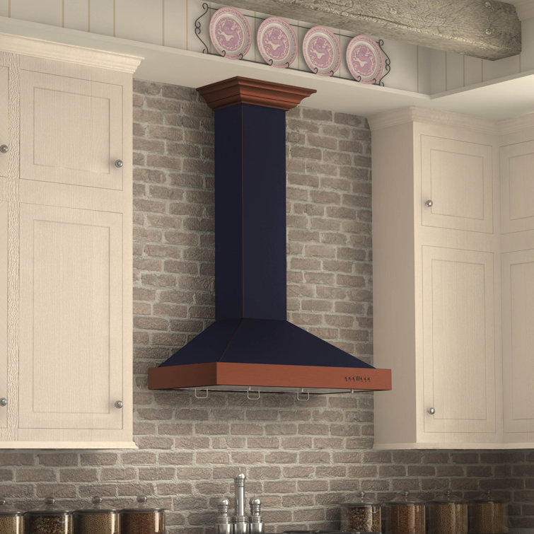 36" Hand-Hammered Copper Convertible Wall Mount Range Hood