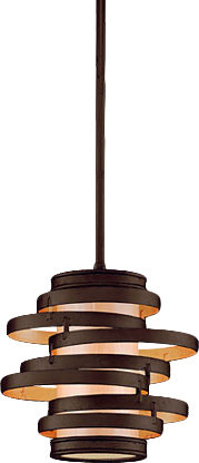 Vertigo Contemporary Bronze and Gold Leaf Mini Pendant Light