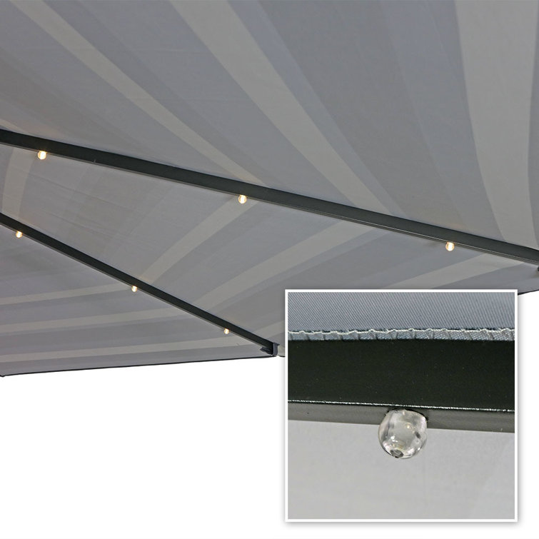 9' Catalina Beach Stripe Aluminum Solar Lighted Market Umbrella