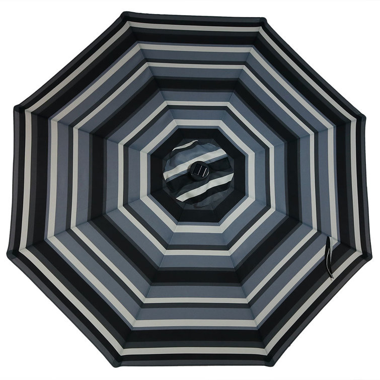 9' Catalina Beach Stripe Aluminum Solar Lighted Market Umbrella