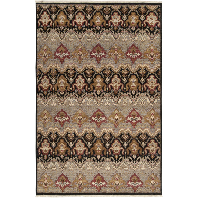 Bohemian Gray Floral Motif Hand-Knotted Wool Area Rug