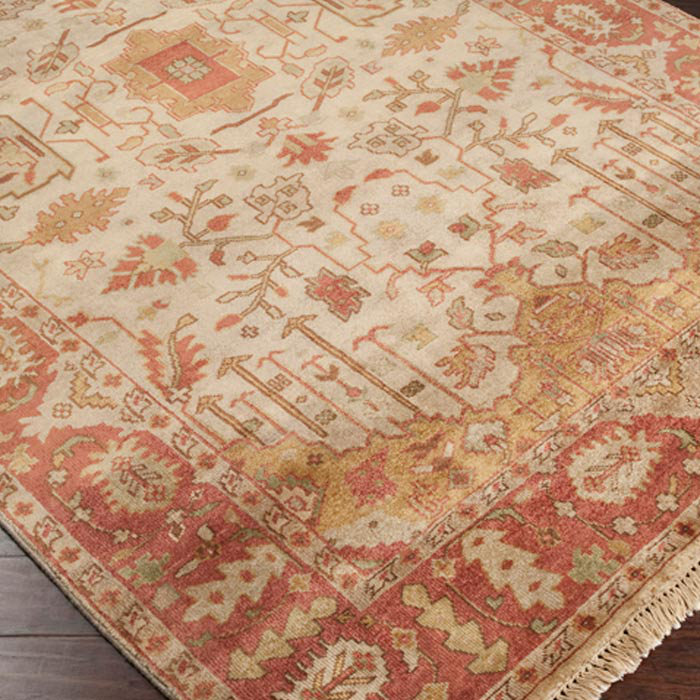 Adana Red Geometric Hand-Knotted Wool Area Rug, 3'9" x 5'9"