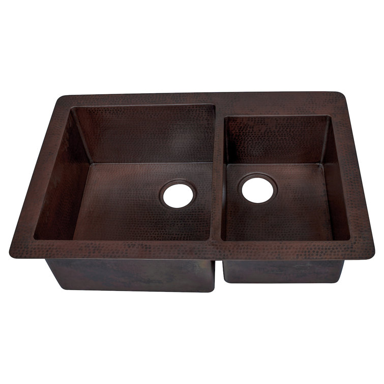 Guadalajara 36" Copper Double Bowl Farmhouse Sink