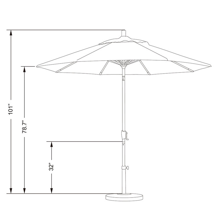 Hunter Green 9' Aluminum Patio Umbrella with Crank Lift