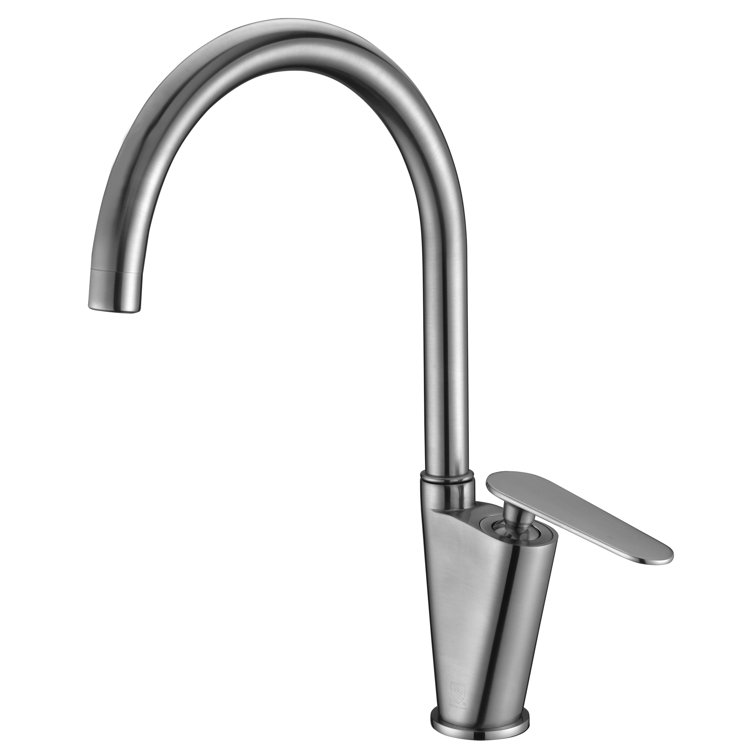 Brushed Nickel Gooseneck Single Hole Bathroom Faucet