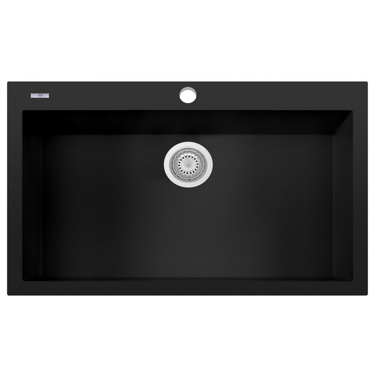 33'' Black Granite Single Bowl Drop-In Kitchen Sink