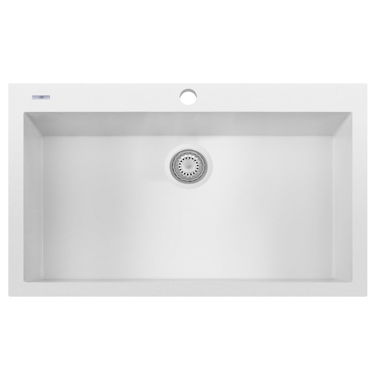 33'' White Granite Single Bowl Drop-In Kitchen Sink
