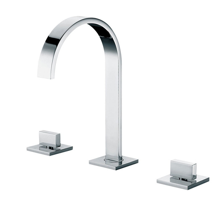 Polished Chrome Gooseneck 6.19" Widespread Bathroom Faucet