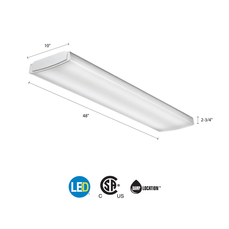 Sleek 4ft White Steel LED Wraparound Light with Acrylic Diffuser