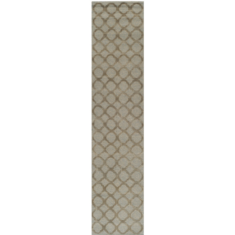 Handmade Blue and Maize Wool Silk Tufted Rug
