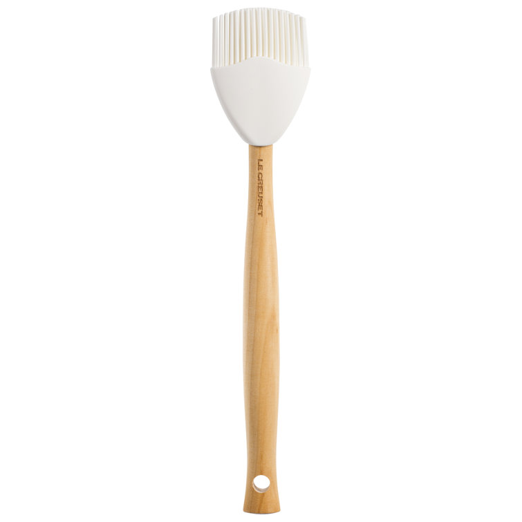 White Silicone Heat-Resistant Basting Brush with Wooden Handle