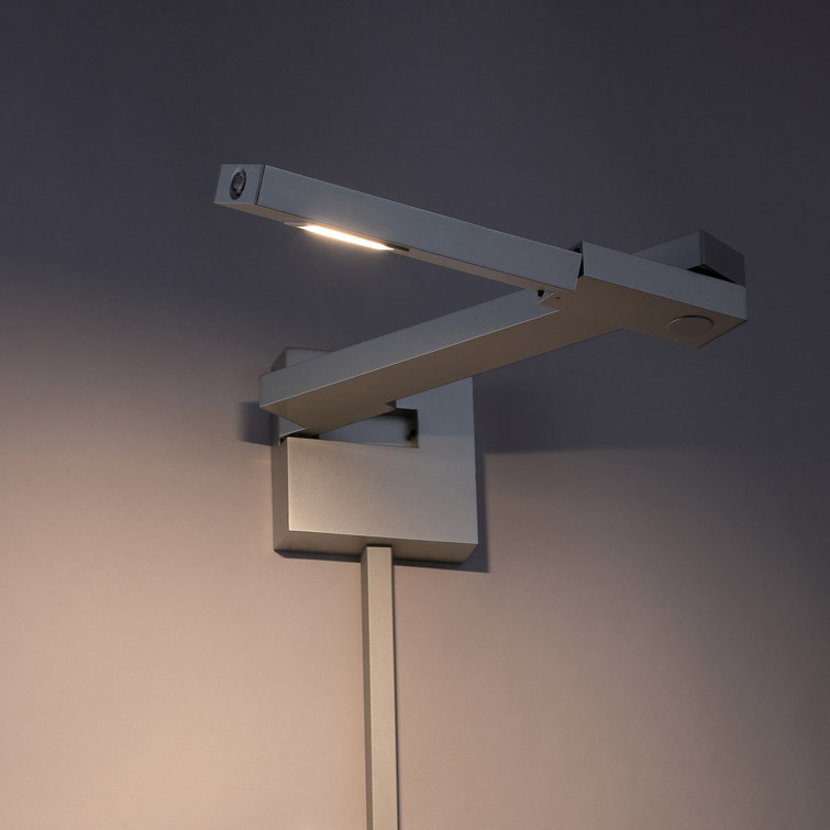 Titanium Silver LED Swing Arm Outdoor Light with Dimmer
