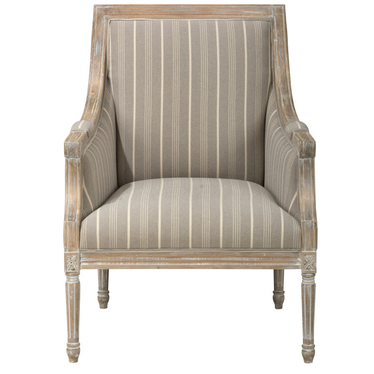 Rowena Taupe Birch Wood Handcrafted Armchair with Cushion