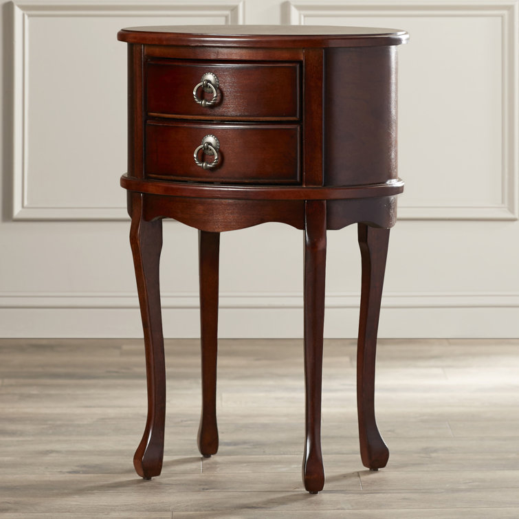 Plantation Cherry Oval Wood Side Table with Storage