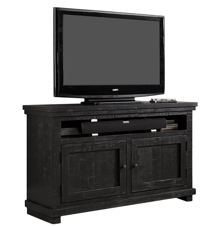 Rustic Salvaged Pine 54'' Black Media Console with Cabinet