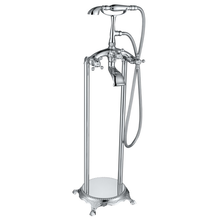Polished Chrome 3-Handle Clawfoot Tub Faucet with Hand Shower