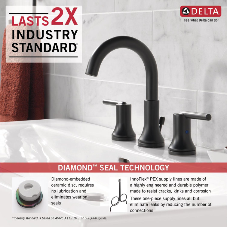 Modern Elegance 16" Widespread Dual-Handle Matte Black Bathroom Faucet