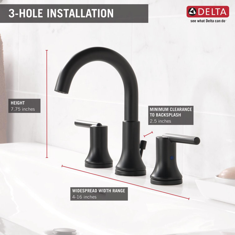 Modern Elegance 16" Widespread Dual-Handle Matte Black Bathroom Faucet