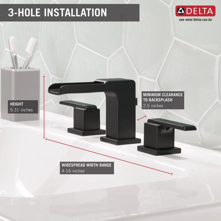 Matte Black Modern Widespread Bathroom Faucet with Drain Assembly