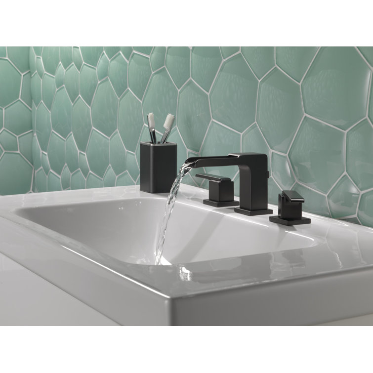 Matte Black Modern Widespread Bathroom Faucet with Drain Assembly
