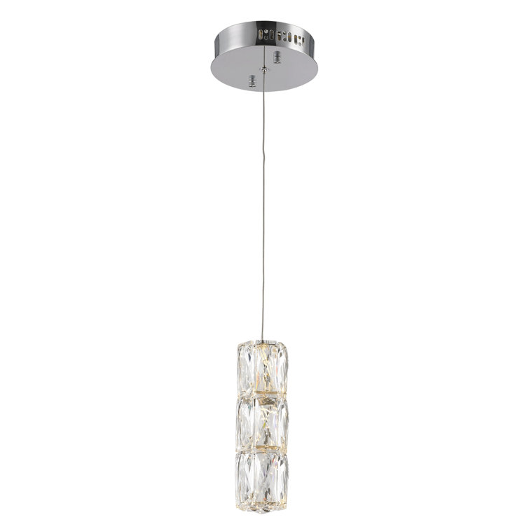 Polaris Chrome LED Pendant with Clear Crystal Shade