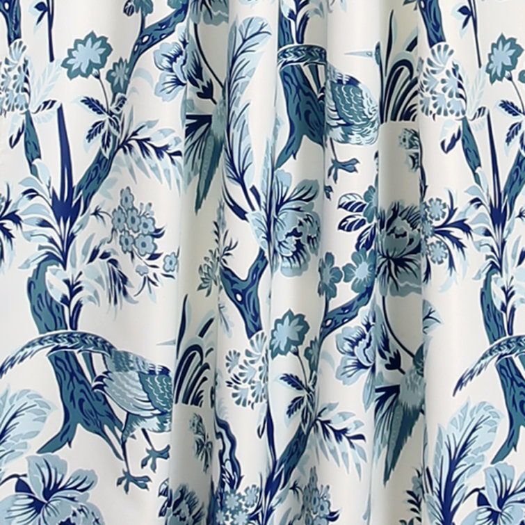 Dolores Blue Floral Polyester Room Darkening Window Panels