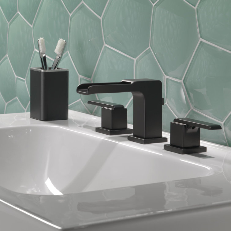 Matte Black Modern Widespread Bathroom Faucet with Drain Assembly