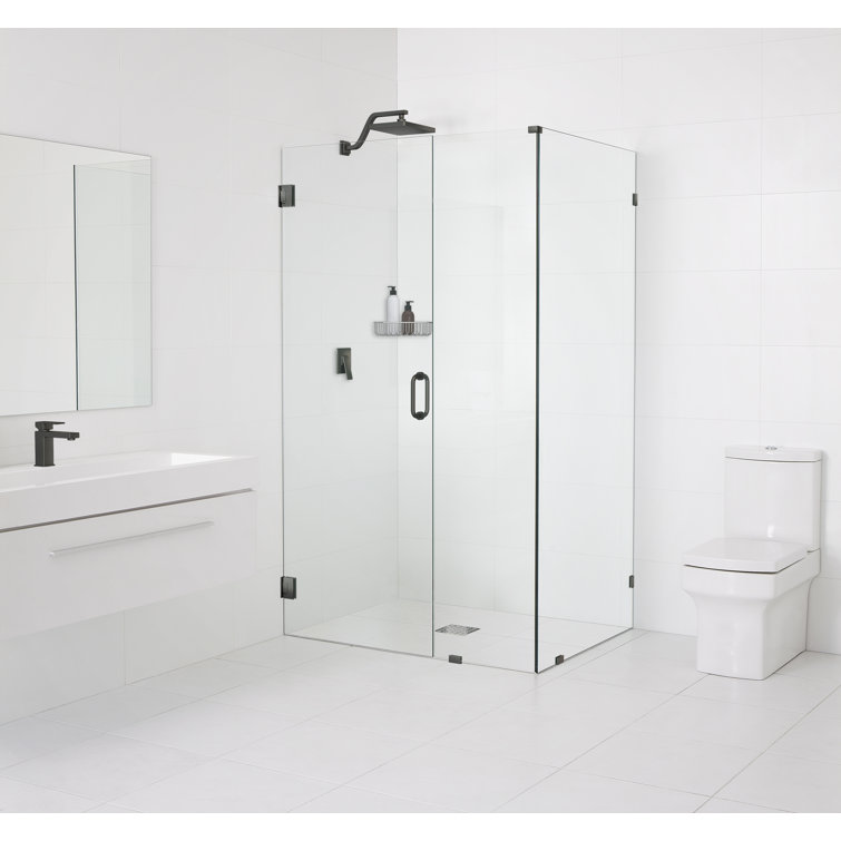 78" Frameless Glass Shower Enclosure with Matte Black Hardware