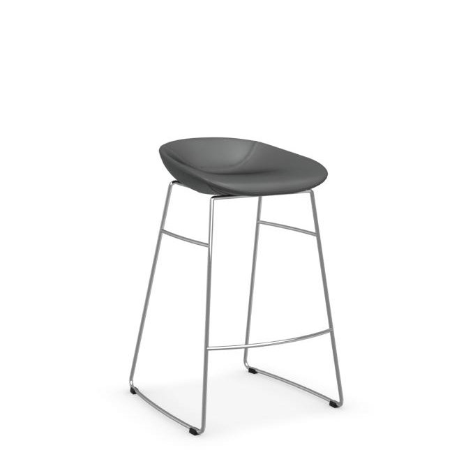 Palm White and Silver Metal Counter Stool