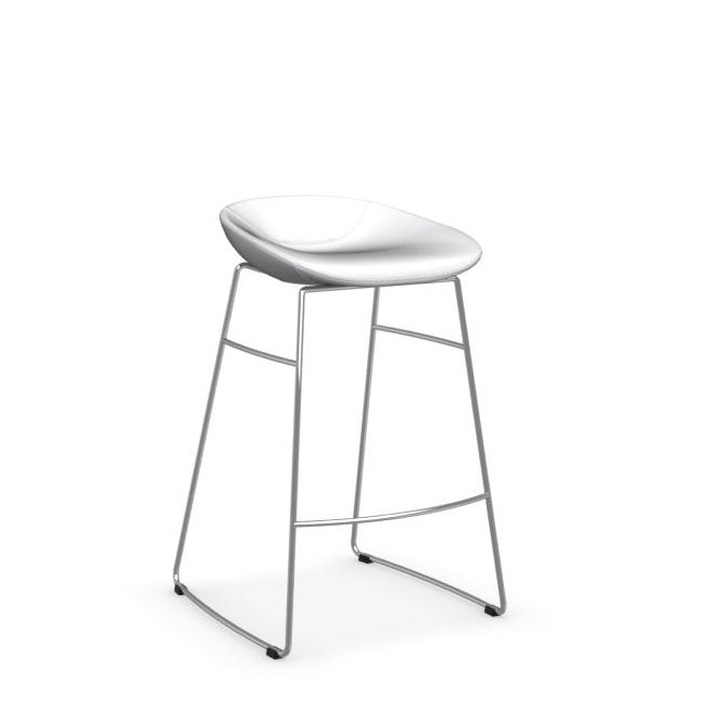 Palm White and Silver Metal Counter Stool