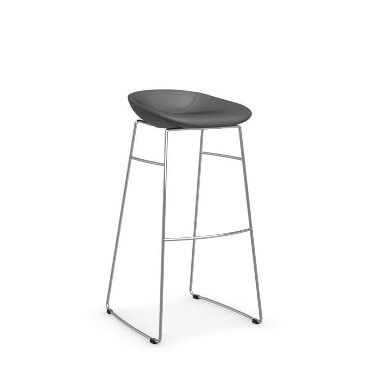 Ergonomic Palm Gray Skuba Upholstered Counter Stool with Chromed Metal Frame