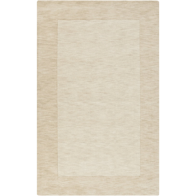 Ivory and Beige Hand-Woven Wool Area Rug, 2' x 3'
