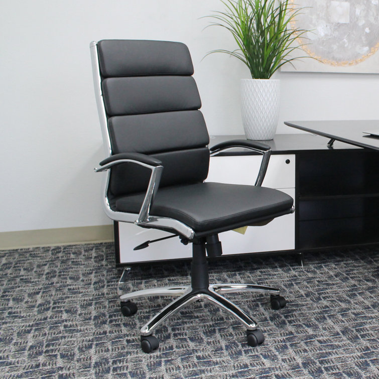 Black High-Back Leather Executive Swivel Office Chair