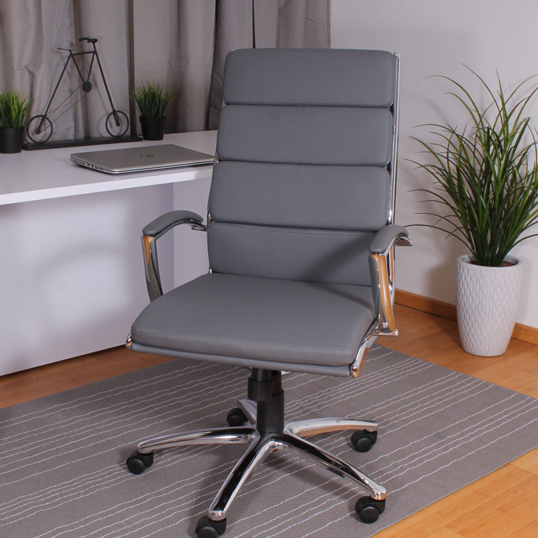 High-Back Executive Swivel Chair with Chrome Base in Gray