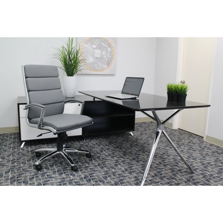 High-Back Executive Swivel Chair with Chrome Base in Gray