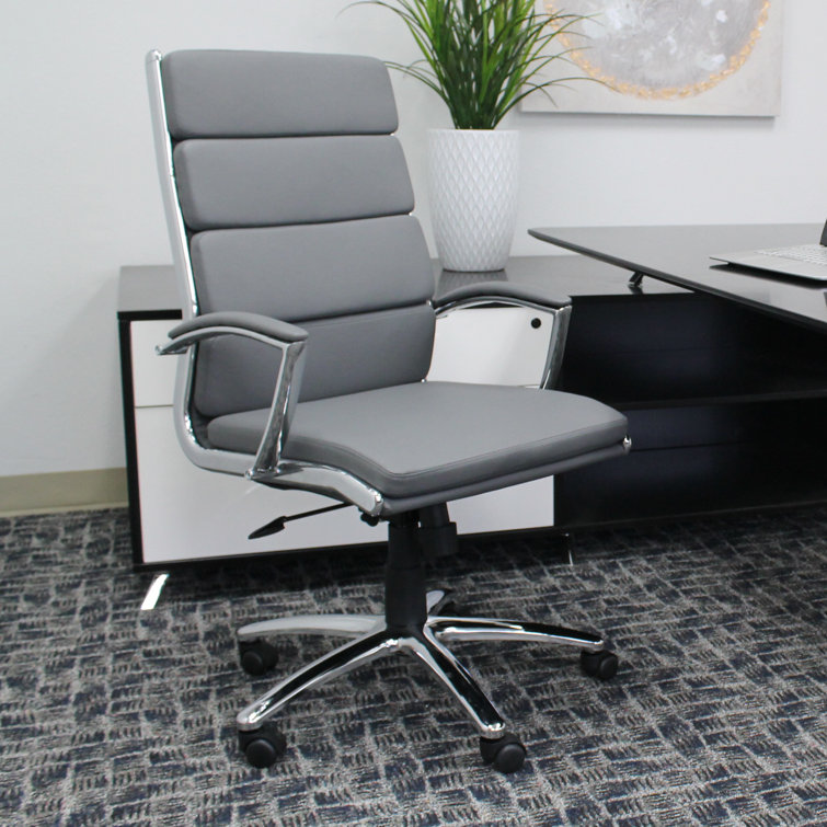 High-Back Executive Swivel Chair with Chrome Base in Gray