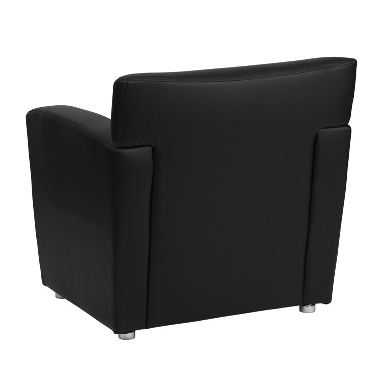 Sustainably Sourced Black Leather Wood Accent Chair