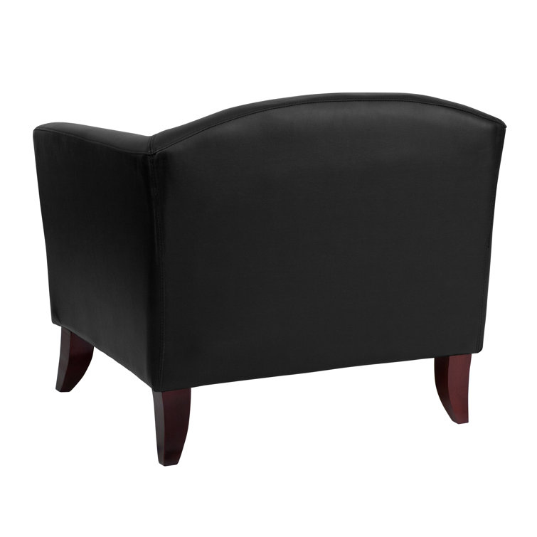 Hercules Imperial Luxe Black Leather Reception Chair with Wood Frame