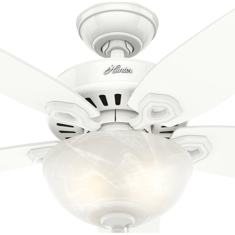 42" White and Light Oak Ceiling Fan with LED Light