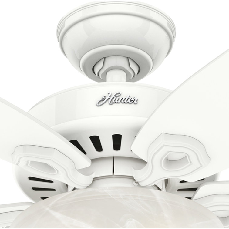 42" White and Light Oak Ceiling Fan with LED Light