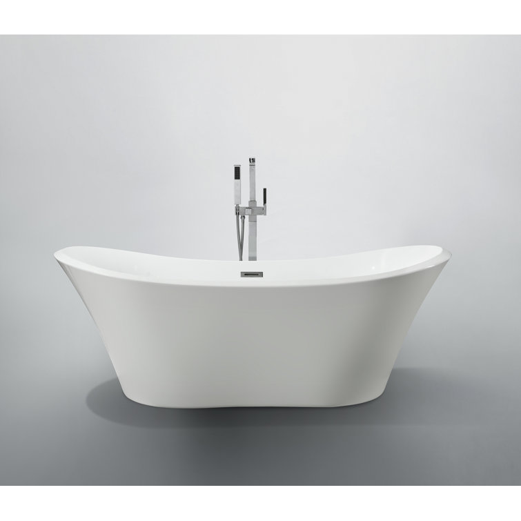 Ancona 71'' Glossy White Freestanding Acrylic Bathtub