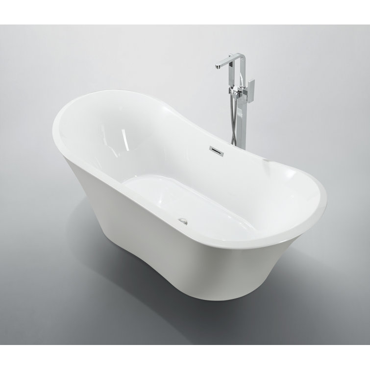 Ancona 71'' Glossy White Freestanding Acrylic Bathtub