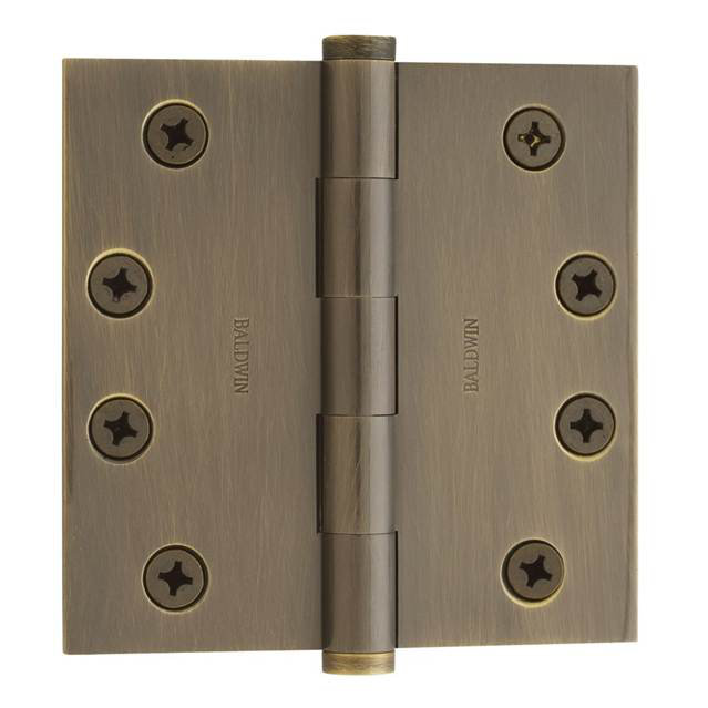 Antique Brass 4 x 4 Inch Ball Bearing Cabinet Hinge