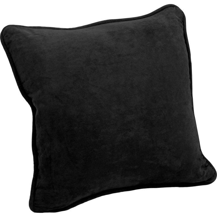 Black Double-Corded Microsuede Square Throw Pillows, Set of 2